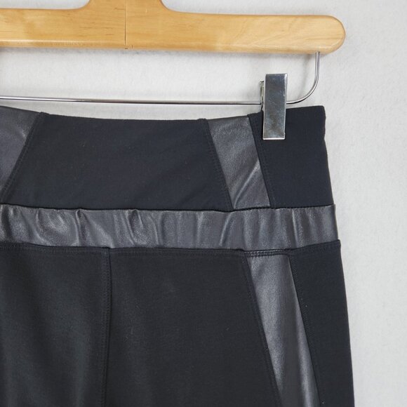 Athleta Pants Womens Small Black Luxe Ponte Faux Leather Trim Mid Rise Leggings - Picture 9 of 11
